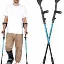 Ergonomic Forearm Crutches Spring Assist Arm Crutches Forearm for Adults,Comfortable Grip,Adjustable Height Elbow Crutches with Cuffs Walking Crutches for Women and Men (Blue)