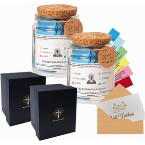 Bible Verse Jar, Read Me When Bible Verses Jar for Emotions and Feelings, Religious Gifts For Women, Scripture Prayer Cards Hope Jar, Bible Study Church Christian Gifts, Christmas Gifts (2pcs)