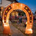 Seenelling 9 ft Western Party Giant Inflatable Archway Decoration, Cowboy Horseshoe Arch Built-in LED Lights for Western Themed Party Birthday Indoor Outdoor Supplies