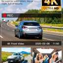 3 Channel 5G WiFi Dash Cam, 4K+1080P+1080P Dash Cam Front and Rear with 64GB Card, Dash Camera for Car with HDR IR Night Vision, G-Sensor, 24/7 Parking Mode, WDR, Support 128GB Max - Silver