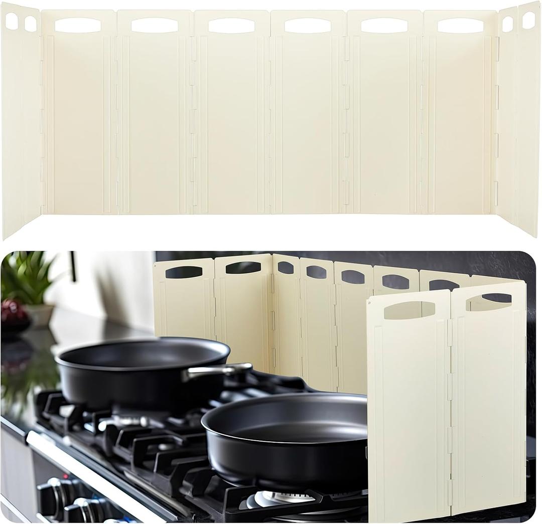 Geelin 10 Sided Oil Splatter Guard 5.7''x15.7'' Protection Splatter Shield for Stove for Kitchen Frying, Heat Resistant, Easy Clean, Adjustable Panels for Ultimate Protection