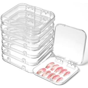 6Pcs Press on Nail Boxes, Nail Storage Box, Clear Acrylic Nails Boxes for Press ons Container Display Nails Art Home Beauty Salon