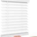 Lotus & Windoware Cordless, 2 Inch Faux Wood Blind, 47" Wide x 60" Long, Window Blinds, Blinds & Shades, Blinds for Indoor Windows, Embossed, Bright White