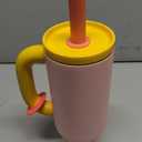 CHAKO LAB BaWang Insulated Stainless Steel Tumbler | Tumbler with Handle and Straw 33oz | Cup Holder Friendly for Travel | Leakproof Water Bottle | BPA-Free | Ceramic liner| pinkyellow