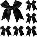 Twist Tie Bows, Satin Ribbon Bows - 3 Inches, 50-Pack for Treat Bags Gift Wrapping Basket Crafts Wedding Baby Shower Brithday Christmas Party Decorations (Black)