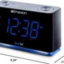 Emerson CKS1507 Smartset Radio Alarm Clock, 1.4" Blue LED Digital Display, USB Charging Port, Brightness Dimmer Controls, Bluetooth Connectivity, Set Alarm to Radio, Music, or Buzzer, Black