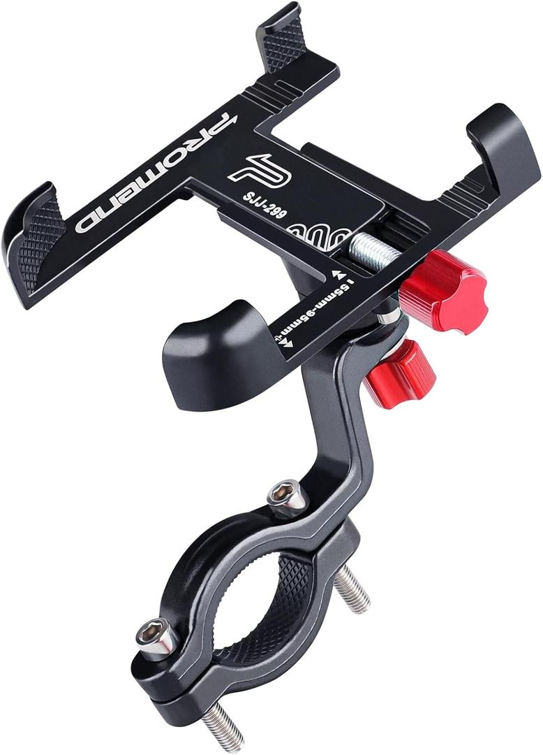 Ralos Bike Phone Mount, Aluminum Motorcycle Cellphone Holder, Mountain Bicycle Handlebar Cell Phone Clamp, Scooter Phone Clip for iPhone 16 Pro Max, 15 14 13 12 Mini, Samsung (Black)