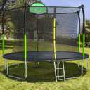 AOTOB 8FT 10FT 12FT 14 FT 15FT Trampoline with Safety Enclosure NetOutdoor Trampoline with Basketball Hoop, Heavy Duty Jumping Mat and Spring Cover Padding for Kids and Adults, Storage Bag and Ladder (Apple Green)
