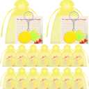 Chunful 24 Sets Legend of The Holiday Pineapple Ornaments for Christmas Favor Pineapple Card with Yellow Drawstring Organza Bags for Xmas Party Supplies