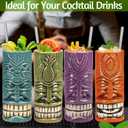 SuproBarware Tiki Mugs Set of 12 - Large Cocktail Tiki Glasses Hawaiian Party Cute Exotic Cocktail Glasses Hawaiian Ceramic Mug