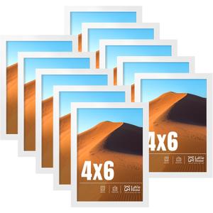 LaVie Home 4x6 Picture Frame White Set of 10, Display 4 x 6 Picture, Photo Frame Collage for Wall Gallery or Table Deco, Hanging or Tabletop Display