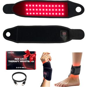 Red Light Therapy Belt for Wrist Hands, 660nm & 850nm Near-nfrared Light Therapy Wrist Belt with Heat, Flexible Arm Band for Stroke Hemiplegia Carpal Tunnel, Muscle Stiffness & Joint Pain Relief