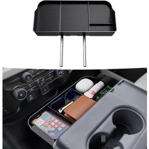 Sinvanho Center Console Organizer for 2011-2024 2025 Ford F150 F250 F350 F450 F550 F650 Accessories, Front Center Seat Headrest Storage Tray for Pickup Truck Middle Armrest Box, Jump Seat Only