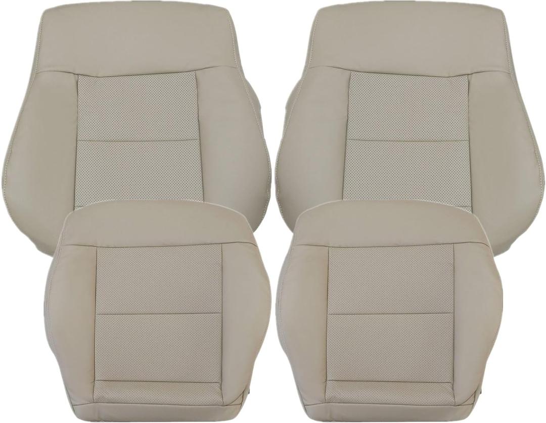 SecosAutoparts 4PCS Front Both Side Bottom & Top Seat Cover Tan Leather Compatible with Mercedes Benz E-Class E200 E250 E300 E350 2010 2011 2012 2013 2014 2015 2016