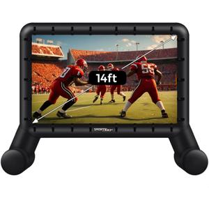 14 FT Inflatable Outdoor Movie Screen, Blow Up Projector Screen Outdoor with Air Blower, Movie Screens for Backyard with One Piece Design, Front & Rear Projection, Easy Set Up