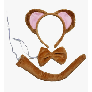 Kirei Sui Kids Brown Gold Monkey Tiger Koala Headband Bowtie Tail 3pcs Costume