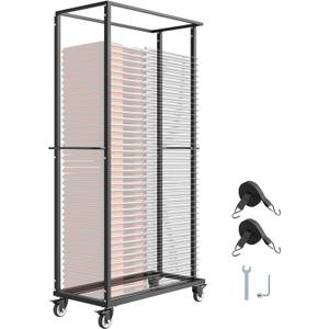 VEVOR Folding Chair Rack, 500 LBS Capacity, Heavy-Duty Chair Cart for 60 Chairs, Metal Chair Storage Dolly Chair Holder with Swivel Casters and Locking Wheels, for Party Event,Hotel,Matte Black