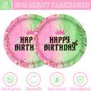 41Pcs Witch Princess Party Decorations Pink and Green Tablecloth Witch Princess Birthday Party Plates Napkins Pink and Green Party Supplies