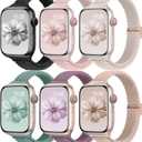 Slim Braided Bands for Apple Watch Band 40mm 41mm 42mm 38mm 46mm 44mm 45mm 49mm Women,Stretchy Solo Loop Nylon Elastic Thin Narrow Skinny Strap for iWatch Ultra 3/SE 3 Series 11 10 9 8 7 6 5 4 3 2 33