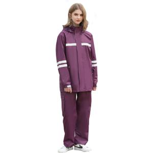 Waterproof Rain Suit for Women, Durable Rain Jacket and Pants 2 Piece Rain Gear Outdoor Reflective Raincoat (XL)
