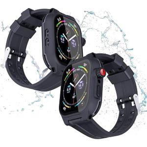 ShellBox Case Apple Watch Full-Body Protection 41mm Case Black for Apple Watch Series 7 41 mm with Touch Protective IP68 Waterproof Film and Band Black