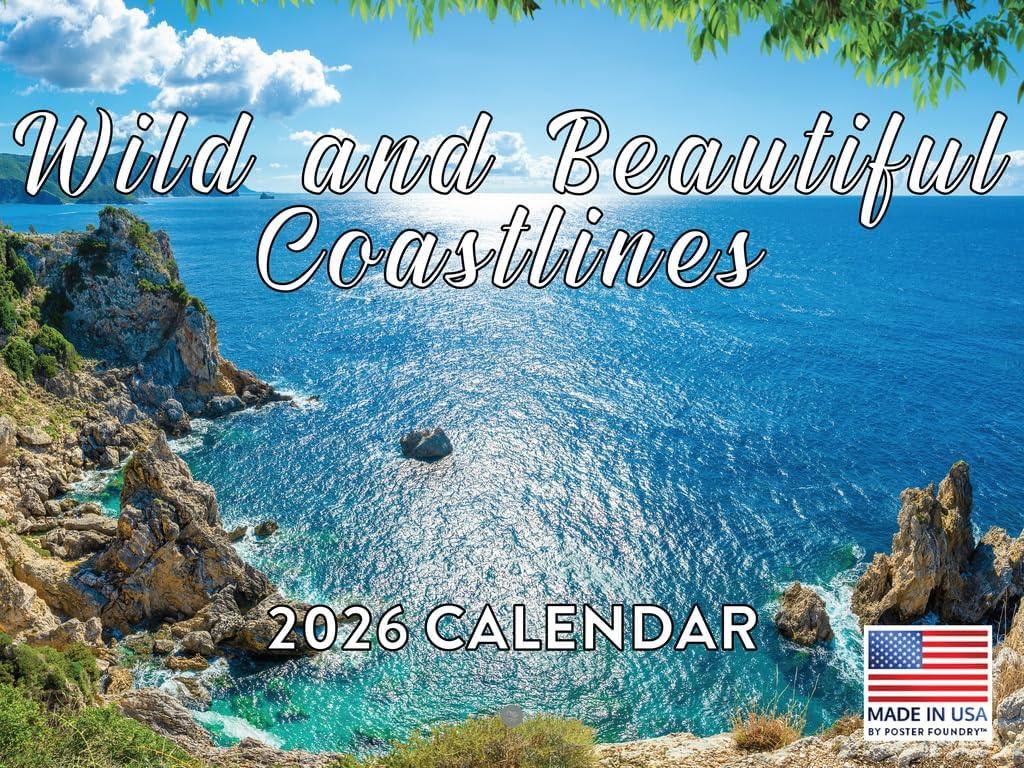 5 x Wild Beautiful Coastline Calendar 2026 Monthly Wall Calender 12 Month | American Made In The USA