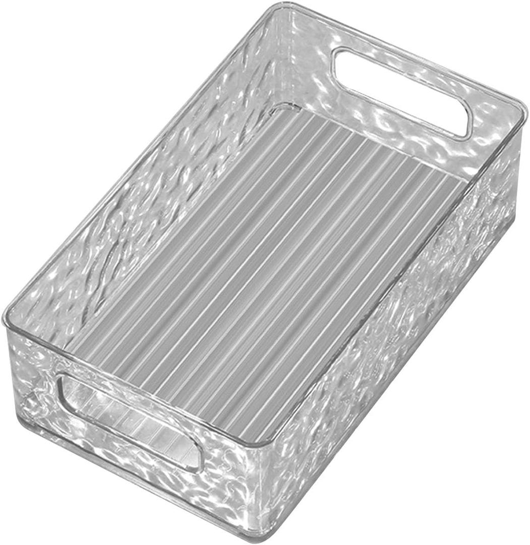 Rectangular Desktop Organizer Tray with Glacier Pattern Large Capacity Multifunctional Storage Box