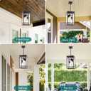 Large Outdoor Pendant Light Fixture for Porch, Oil Rubbed Bronze Outdoor Hanging Lantern Pendant Light with Clear Glass, 3 Lights Exterior Porch Chandelier for Outside Patio,Front Door,Enterway