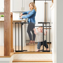Toddleroo by North States - StepSafe Clear Walk-Thru Baby Gate: Metal Baby Gate with Clear Door - Adjustable Safety Gate for Kids - 29 to 38 Inches Wide - 30 Inches Tall - Black