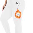 Plus Size Fleece Lined Leggings with Pockets for Women High Waisted Warm Thermal Winter Yoga Pants for Workout (XX-Large, White)