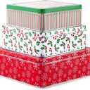 Steel Mill & Co Square Tin Containers with Lids, 3 Pack Christmas Cookie Tins, Festive Cookie Tins for Gift Giving & Holiday Treats, Metal Box Nesting Containers, Large Medium Small, Snowflake