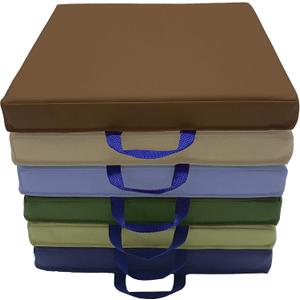 Factory Direct Partners SoftScape 15 inch Square Classroom Floor Cushions with Handles; Flexible Seating for Daycare, Preschool, Playroom; 2 inch Thick Deluxe Foam (6-Piece) - Earthtone, 12228-ET