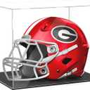 Football Helmet Display case Full Size Self-Assembly Acrylic Helmet Display Case with Black Protection Holder Base,UV Protection Clear for Dustproof Sports Collectibles Storage Showcase