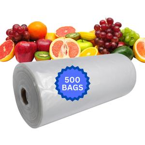 ASSUREPAK Clear Produce Poly Bag On A Roll for Bread, Meat and Groceries - 16"x30" - 500 Bags - 1 Roll Per Case - 1.5 mil