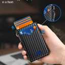Wallet for Men RFID Wallet with 2 ID Windows & Money Clip, Slim Pop Up Card Holder for 10-12 Cards, Bifold Minimalist Smart Wallet for Front Pocket, Compact Metal Credit Card Holder, Gifts for Men