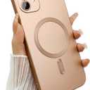 Magnetic Case for iPhone 12 Phone Case for Women, Shockproof Matte Soft Metallic Luster Design with Full Camera Lens Protector, Compatible with Magsafe Case for iPhone 12 6.1"-Champagne Gold
