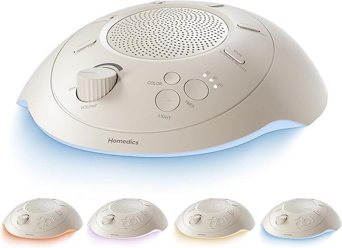 Homedics Sleep Better Portable Sound Machine, Night Light,12 Soothing Sounds Including White Noise, Rain, and Thunderstorm, UltraPortable Design, AutoOff Timer, Ideal for Travel & Baby Sleep