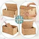Wonderjune 36 x 20 x 18.5 Inch Water Hyacinth Wicker Storage Trunk with Metal Frame, Heavy Duty Storage Chest with Lid Large Rattan Basket for Blankets, Seasonal Clothes, Extra Bedding (Natural)