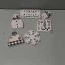 Thyle 6 Pcs Winter Wooden Snowflake Table Decor Snowflake Wonderland Tiered Tray Decor Let It Snow Tabletop Decorations Centerpiece Farmhouse Block Signs for Winter Party Kitchen Home (Wonderland)