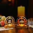 2Pcs Cute Halloween Night Light Decorations, Pumpkin Happy Halloween &Skull Trick or Treat Warm Light with LED Base,Spooky Indoor Desktop Decor(3.5x3.7inch)