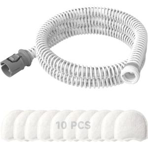 Replacement CPAP Tubing for ResMed AirMini Tube & 10-Pack Airmini Supplies Filters Combo, as Flexible as OEM | Compatible with ResMed Airmini CPAP Machine & P10 Nasal Pillows & N20 & N30 Nasal Masks