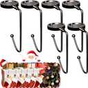 Christmas Mantle Stocking Holders Set of 6 - Upgrade Non-Slip Fireplace Hangers, Lightweight Metal Hooks for Christmas Party Decoration (Nickel)