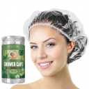 Aquior Shower Cap Disposable, 100 PCS Shower caps Large&Thick Waterproof Clear Plastic Elastic Hair Bath Caps For Women Kids Girls, Hotel and Hair Solon, Travel Spa, Home Use