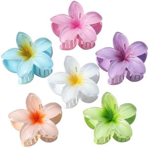 Flower Hair Clips for Women 6 Pcs Hawaiian Large Claw Clips Plumeria Medium Hair Claw Clips for Thick Thin Hair Hibiscus Tropical Beach Hair Accessories for Women Girls and Girls (PS)