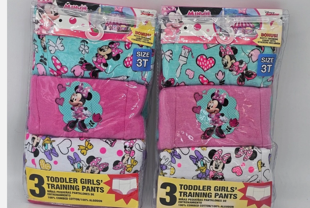 Disney Minnie Mouse 9 Pair Cotton Toddler Girls' Potty Training Pants - Size 3T