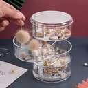 Clear Jewelry Box, Ring Earrings Necklace Bracelet Bangle Watch Jewelry Storage Box for Women, 4-Layer Rotating Travel Jewelry Tray Case with Lid,4.5 * 4.5 * 7 inch