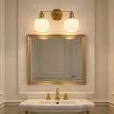Modern Bathroom Vanity Light Fixtures Gold Brass Frosted Milk Glass Sconces