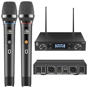 HWWR Wireless Microphones, Professional UHF XLR Microphones for Home Karaoke, Wireless Dynamic Microphone System Set for Speech, Wedding, Church, PA System