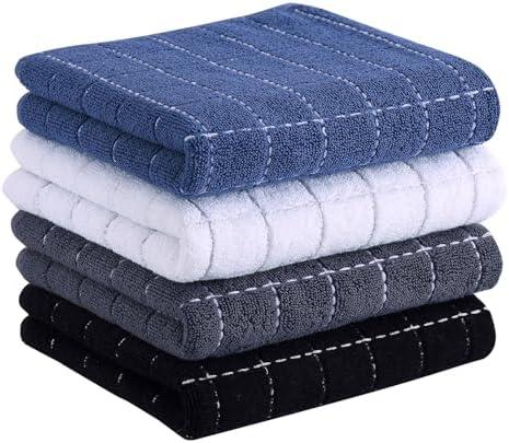 100% Cotton Terry Kitchen Towels(Multiple Color, 13 x 28 inches), Checkered Designed, Soft and Super Absorbent Dish Towels, 8 Pack