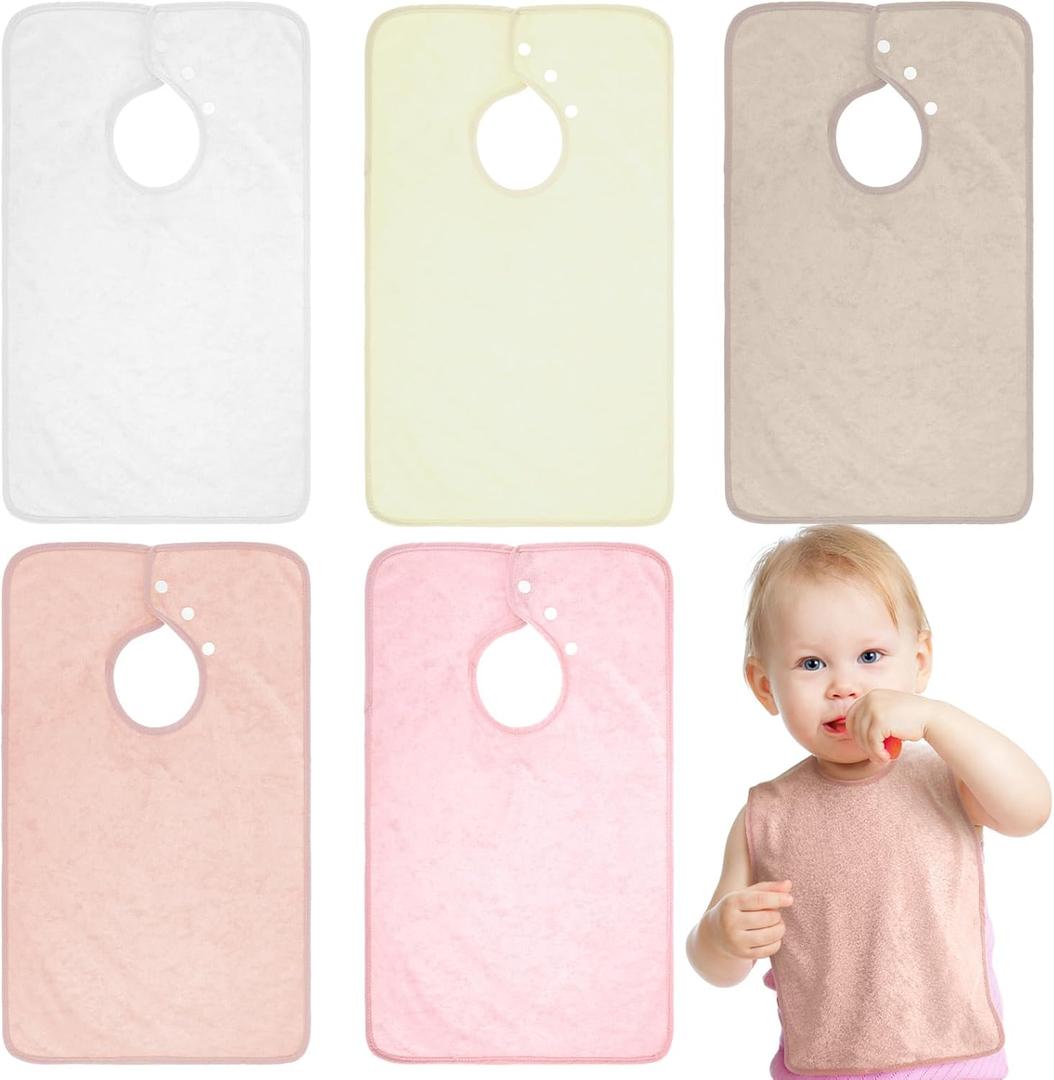 Hercicy Full Coverage Pullover Toddler Baby Bibs Terry Cloth Bibs with Snap Button for 0-4 Years Unisex Feeding Drooling (Lovely)